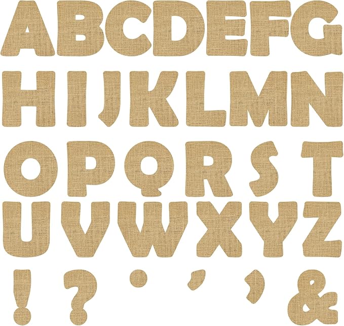 Qyeahkj 150 PCS Large 6" Font Bulletin Board Letters and Punctuation Cutouts Combo Set Burlap Border Letters Decoration Classroom Alphabet Poster for Bulletin Board Display Home School Wall Decor