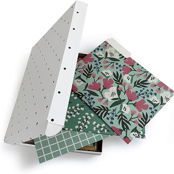 Cute File Folders, Set of 24 3-Tab Letter Size Decorative File Folders Boho Colored Manilla 8.5 x 11 Filing – Pretty Designer Home Office School Supplies (Blossom)
