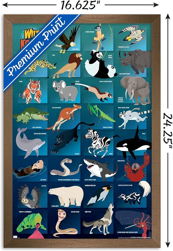 Wild Kratts - Grid Wall Poster, 22.4L" x 14.7W", Bronze Framed Version