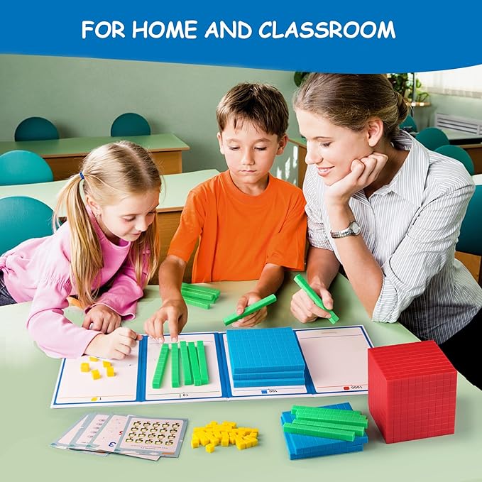 Base Ten Blocks Plastic 143 pcs Math Manipulatives Kindergarten Counting Cubes for Kids Math,Place Value Blocks for Early Counting Math Toy for 1st Grade