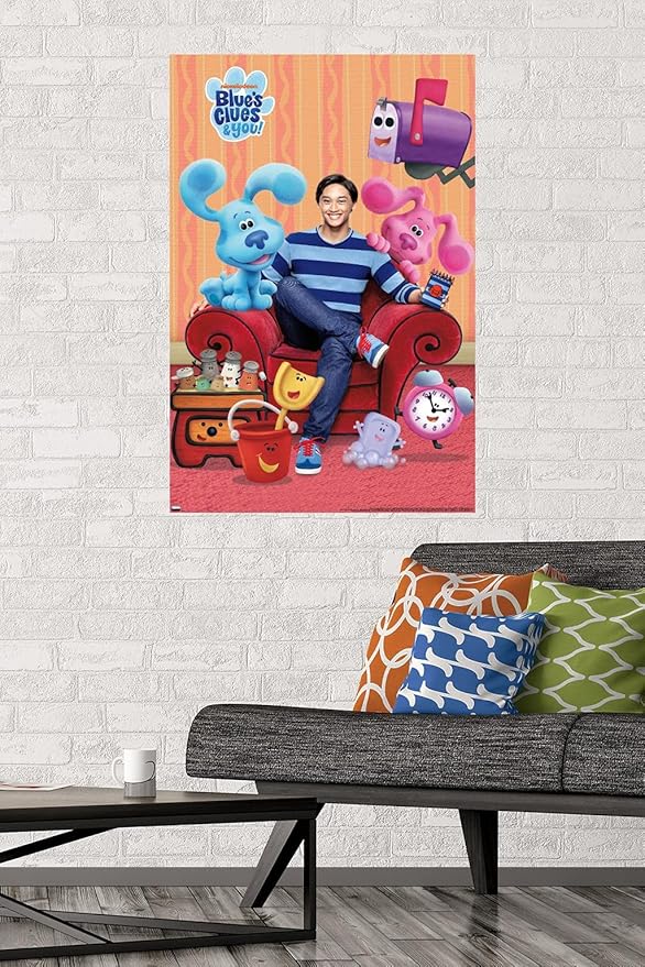Nickelodeon Blue's Clues - Group Wall Poster, 34L" x 22.4W", Premium Poster & Mount Bundle