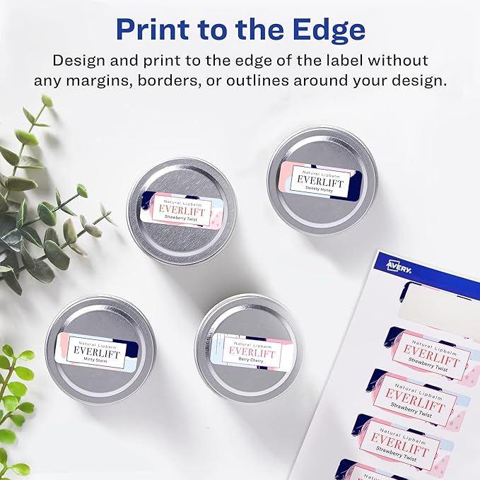 Avery Glossy White Rectangle Labels, Sure Feed Technology, 1" x 2", 1,200 Glossy White Labels, Print-to-The-Edge, Permanent Adhesive, Laser/Inkjet Printable