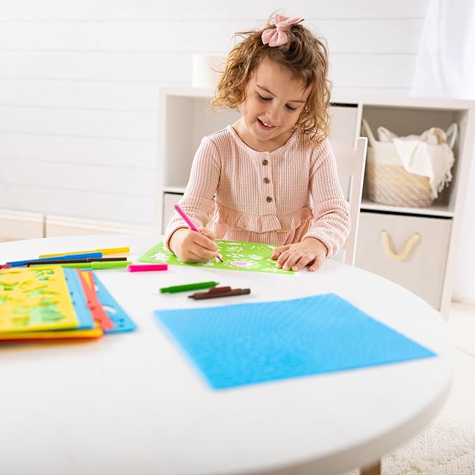 Melissa & Doug Created by Me! Stencil Art Coloring Activity Kit in Storage Pouch - 170+ Designs, 6 Markers, 2 Crayons, Paper - FSC-Certified Materials