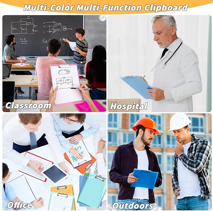 40 Pcs Plastic Clipboards Bulk with Scale Lines 20 Assorted Colors Clear Colored Clip Board 12.5 x 9 in Standard A4 Letter Size Low Profile Clipboard Portable for Classroom Office Supplies Students