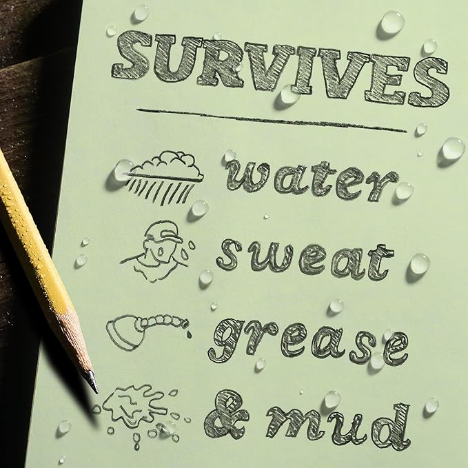 Rite in the Rain Weatherproof Top Spiral Notebook, 4" x 6", Green Cover, Universal Pattern, 6 Pack (No. 946L6)