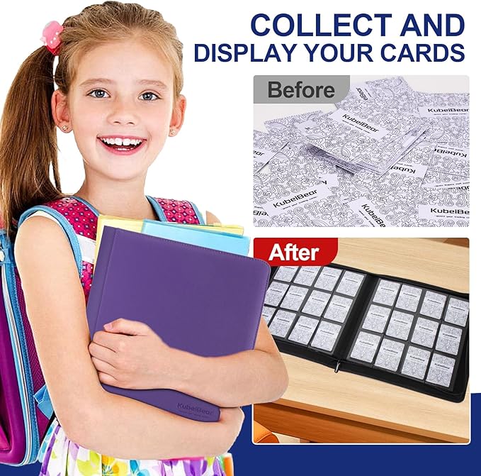 Card Binder – 720 Capacity, Zippered Trading Card Holder for MTG, Sports & Collectible Cards – Acid-Free, Durable & Travel-Friendly Storage (Purple dots, 12 Pocket)