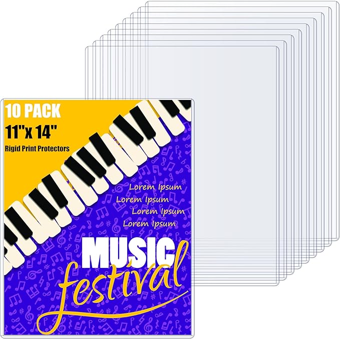 AKONEGE 10PCS 11" x 14" Rigid Print Protectors Hard Plastic Sheet Page Protectors Heavy Duty Top Loading Menu Covers Poster Sleeves Clear Plastic Paper Sleeves for Magazine Prints Photo Document