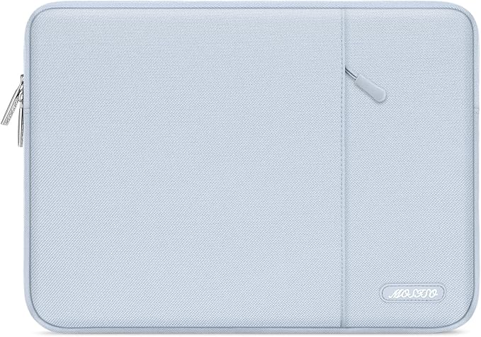 MOSISO Laptop Case 13.3 inch, 13-13.3 inch Laptop Sleeve Compatible with MacBook Air/Pro 13/Pro 14 M5 M4 M3 M2 M1, HP Dell ASUS Lenovo,Polyester Vertical Computer Sleeve Bag with Pocket, Baby Blue