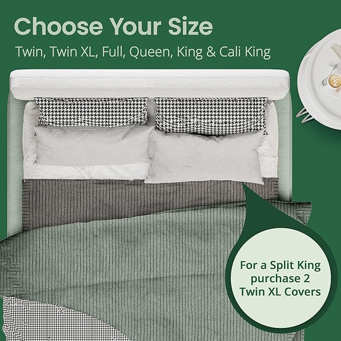 SafeRest Sleepure Waterproof Mattress Protector Queen Size - Viscose Derived from Bamboo - Fitted with Stretchable Pockets - Machine Washable Cotton Queen Mattress Cover for Bed