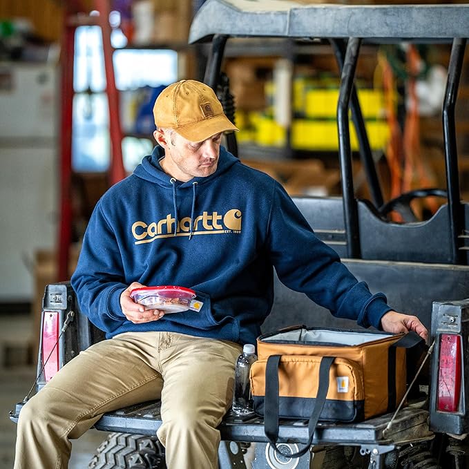 Carhartt Insulated Two Compartment Cooler, Durable Water Repellent Material W/Front Zippered Pocket for Camping, Beach & Travel