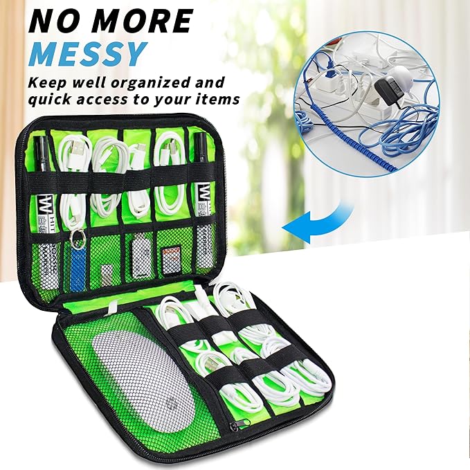Electronics Organizer,Travel Cord Organizer Pouch, Portable Cable Organizer Bags,Travel Electronic Accessories Storage Case for Cables, Cords, Charger, Phone (Blue)