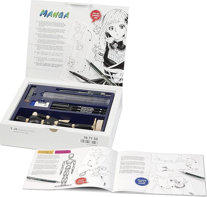 Faber-Castell Creative Studio Manga Starter Set, Multicoloured, For Art, Craft, Drawing, Sketching, Home, School, University, Colouring