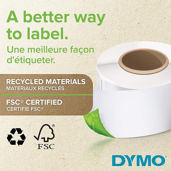 DYMO LW Durable Industrial Labels for LabelWriter Label Printers, White Poly, 2-5/16” x 7-1/2”, Roll of 170 (1933087)