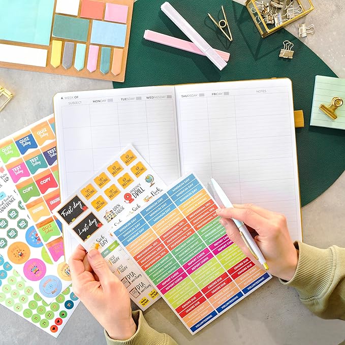 Clever Fox Teacher Planner – School Year Planner with Calendars & Lesson Plans – Teacher Plan Book for Classroom & Homeschool Organization - Undated, 7x10″, Hardcover (Amber Yellow)