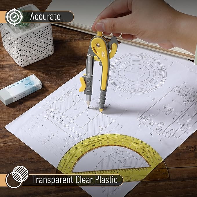 Mr. Pen- Compass and Protractor Set, Math Compass for Geometry and Drawing