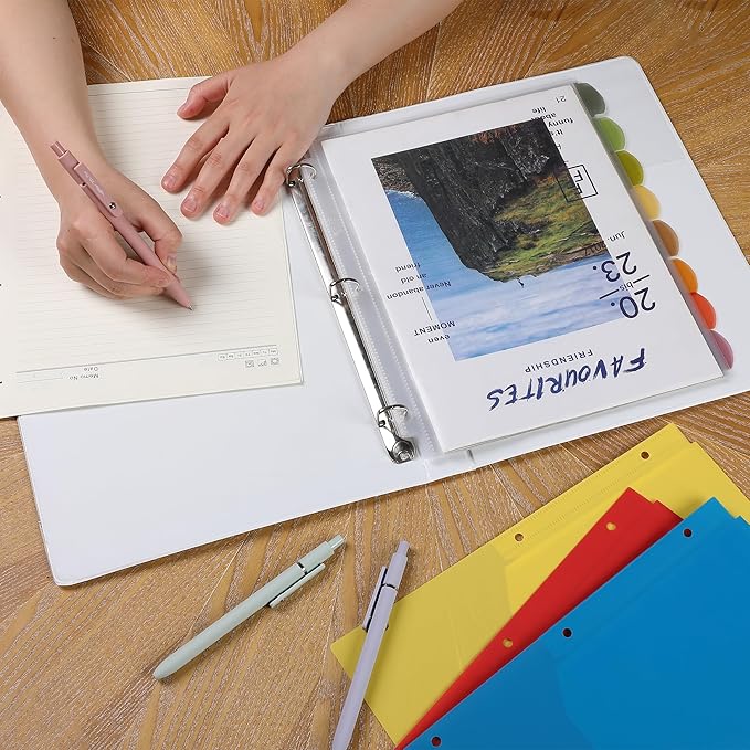 Mr. Pen- Clear Sheet Protectors with Tabs, 8 Tabs, 2 Sets, Clear Plastic Dividers for 3 Ring Binder, Insertable Index Page Divider Multicolor Tabs