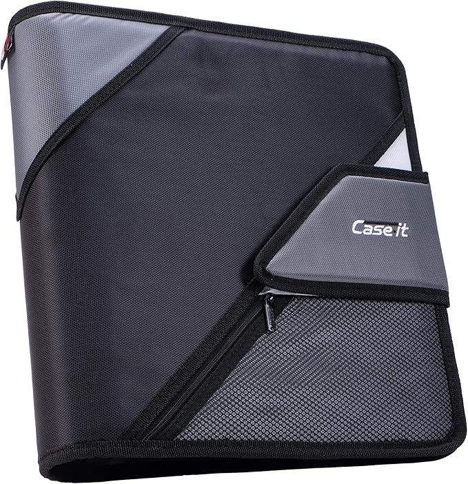 Case-It Open Tab Velcro Closure 2-Inch Binder, 5-Color Tabbed Expanding File, S-826-A Jet Black, 4 Pack