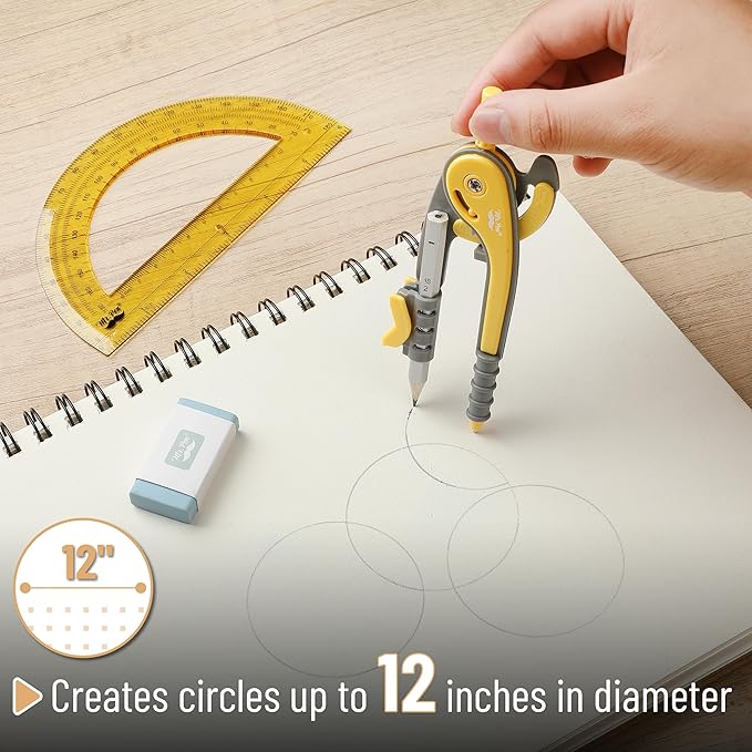Mr. Pen- Compass and Protractor Set, Math Compass for Geometry and Drawing