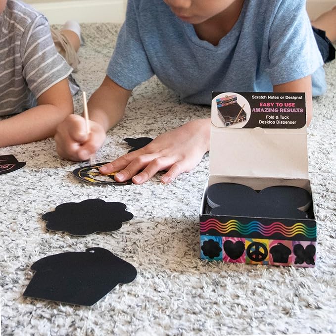Melissa & Doug Scratch Art® Box of 125 Friendship-Themed Shaped Notes in Desktop Dispenser (Approx. 3.5” x 3.5” Each Note)