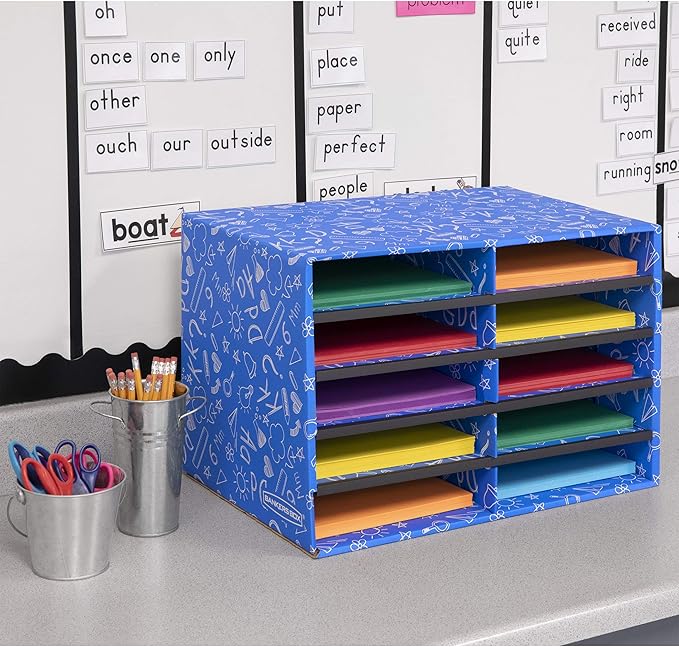 Bankers Box Classroom Collection 10-Compartment Mail Sorters, 19.5" x 12.375", Blue (3384201)