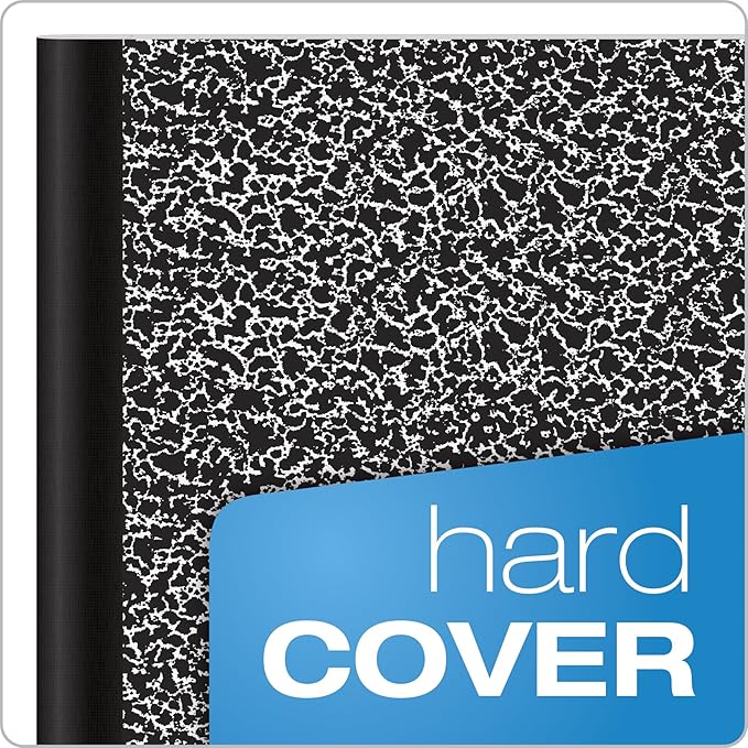 Oxford Composition Notebook, College Ruled Paper, 9-3/4" x 7-1/2", Black Marble Covers, 100 Sheets, 1 Book (63796)