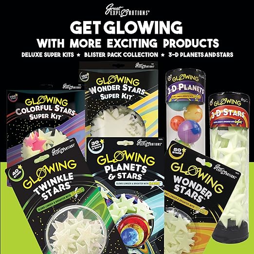 Phases of the Moon Kit with 8 Glow-in-the-Dark 3-D Moons and 67 Glow-in-the-Dark Adhesive Stars with Phases of the Moon Guidebook