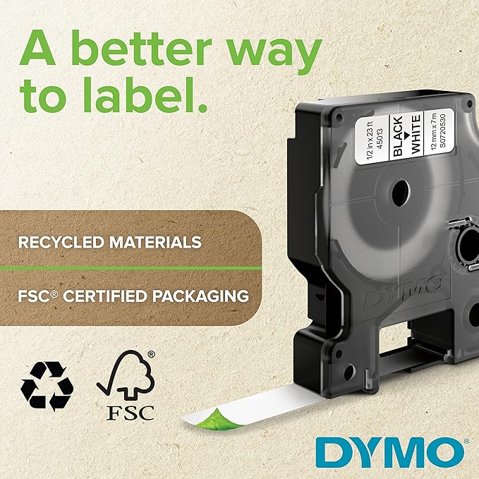 DYMO Standard D1 45800 Labeling Tape (Black Print on Clear Tape, 3/4'' W x 23' L, 1 Cartridge), DYMO Authentic