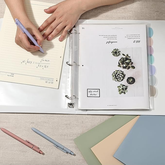 Mr. Pen- Clear Sheet Protectors with Tabs, 8 Tabs, 16 Sets, Clear Plastic Dividers for 3 Ring Binder, Insertable Index Page Divider Multicolor Tabs