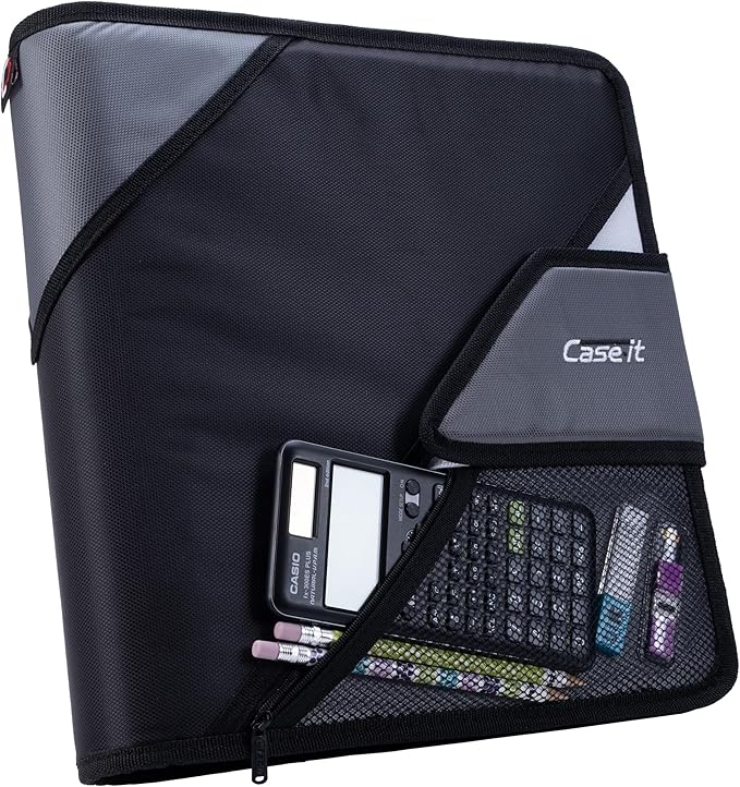 Case-It Open Tab Velcro Closure 2-Inch Binder, 5-Color Tabbed Expanding File, S-826-A Jet Black, 4 Pack