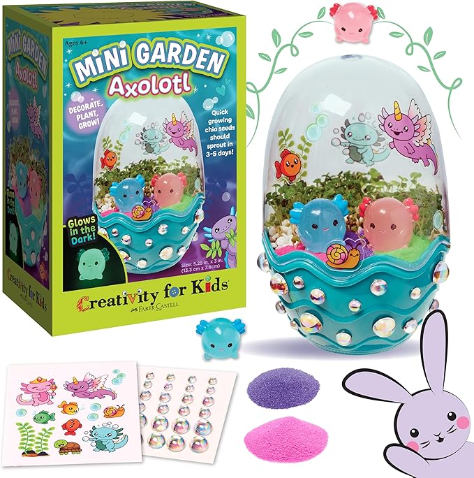 Creativity for Kids Mini Garden: Axolotl Terrarium - STEM Science Kit for Kids, Axolotl Arts and Crafts, Gifts Easter Basket Stuffers and DIY Girls Toys (Age 6+)