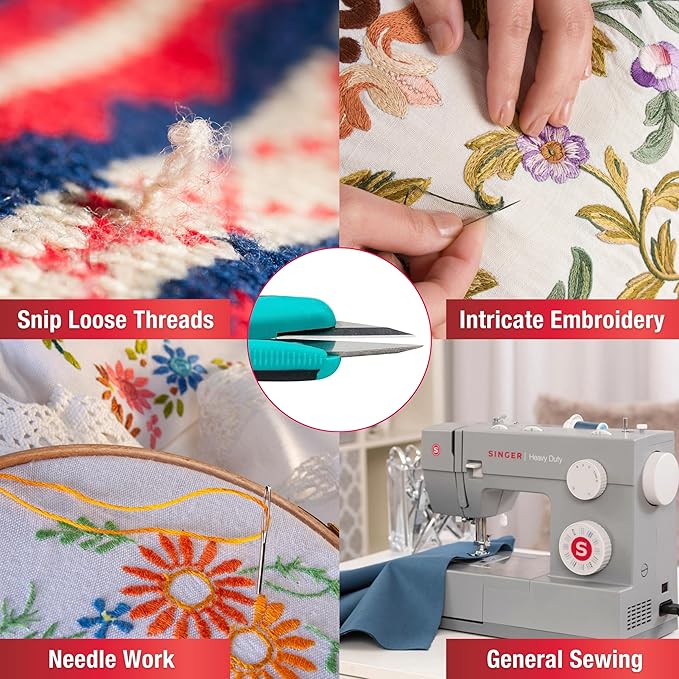 SINGER ProSeries Sewing Scissors Bundle: 8.5" Heavy Duty Fabric, 4.5" Detail Embroidery, 5" Thread Snips With Comfort Grip (Teal)