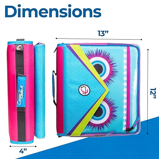 The Universal Zipper Binder - 2" O-Rings - Padded Pocket Holds up to 13 Inch Laptop/Tablet - Multiple Pockets - 400 Page Capacity - Comes with Shoulder Strap - Monster Design Magenta LT-307-ME-MAG
