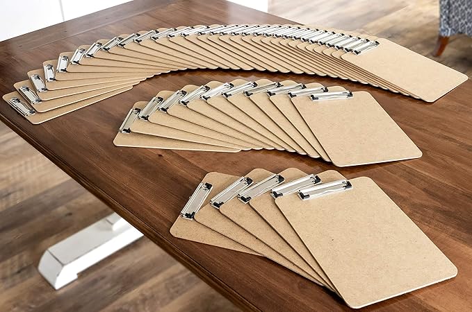 Clipboards (Set of 30) Hardboard Clipboard Low Profile Clip A4 Letter Size Classroom Supplies