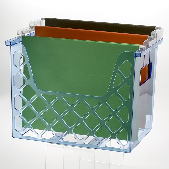 Officemate Blue Glacier Desktop File Organizer, 1 Section, Letter-Size, 8.63" Long, Translucent Blue