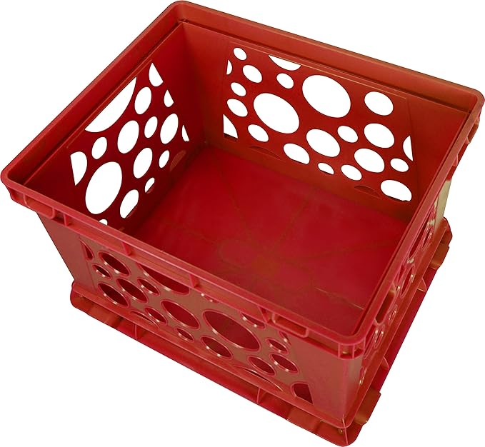 Storex Premium File Crate with Handle Cutouts – Letter and Legal Document and Folder Storage, Assorted Colors, 3-Pack (61797A03C)