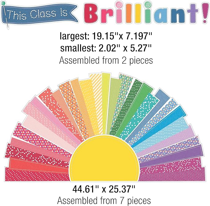 Carson Dellosa Crafty and Cool 69-Piece Motivational Bulletin Board Set, Banner with Inspirational Quote, Sun, Clouds, Grass, and Raindrops Classroom Decor