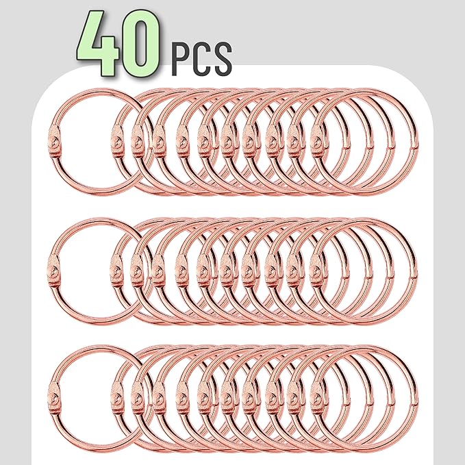 Mr. Pen- Loose Leaf Binder Ring, 40 Pack, Rose Gold Binder Rings 1 Inch, Book Rings