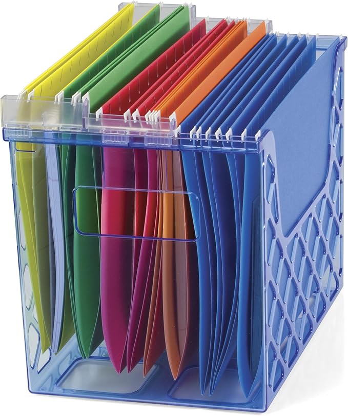 Officemate Blue Glacier Desktop File Organizer, 1 Section, Letter-Size, 8.63" Long, Translucent Blue