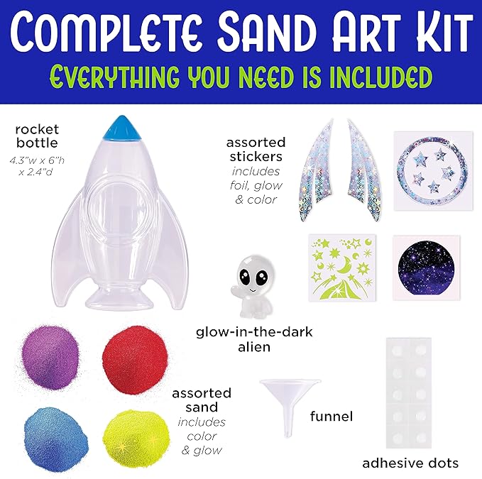 Creativity for Kids Sand Art Kit: Rocket Ship - DIY Kids Space Toys, Easter Basket Stuffers & Gifts for Boys (Ages 6+)