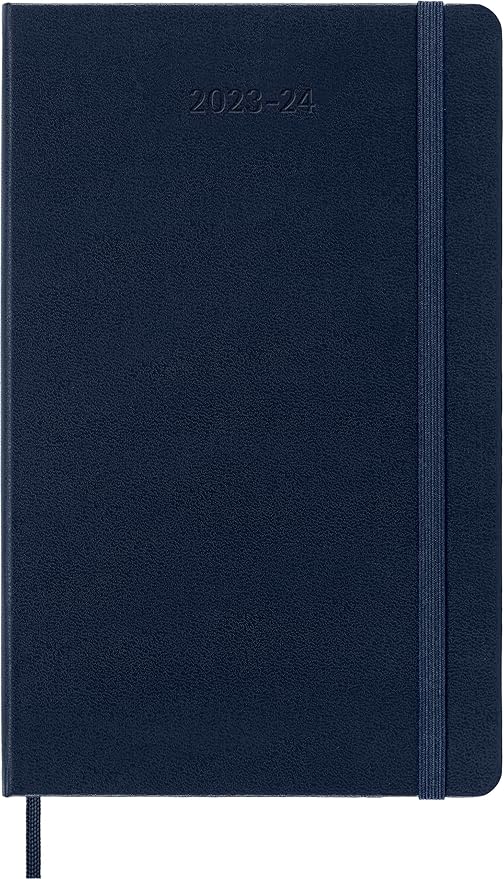 Moleskine 2023-2024 Weekly Planner, 18M, Large, Sapphire Blue, Hard Cover (5 x 8.25)