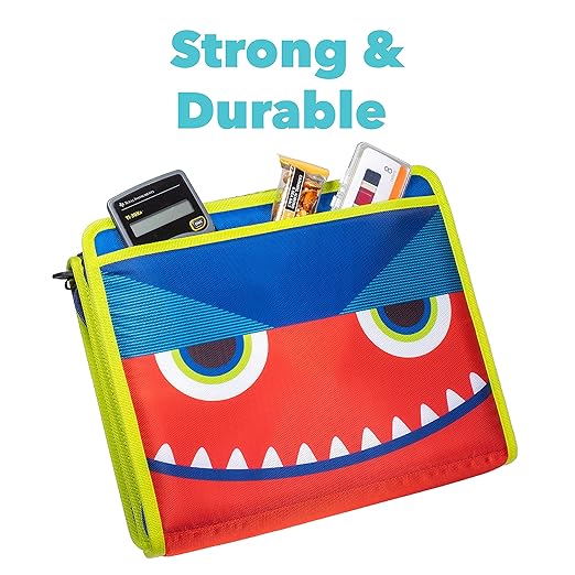 Case-it The Z Shape Zipper Binder - Two Binders in One - Double Sided 1.5 Inch D-Ring - Multiple Pockets - 500 Page Capacity - Comes with Shoulder Strap, Blue and Yellow Z-176