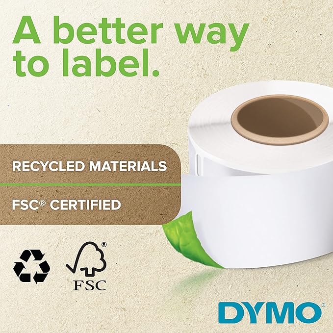 DYMO LW Durable Industrial Labels for LabelWriter Label Printers, White Poly, 2-5/16” x 7-1/2”, Roll of 170 (1933087)
