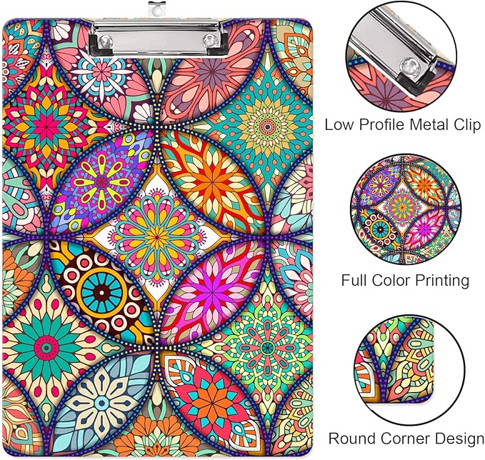 Fashion Clipboard, A4 Letter Size Wooden Decorative Clipboards for Teacher, Nurse, Doctor,Student and Kids, Cute Design for Standard Size 12.2" x 8.9" (C-Colorful Flower)