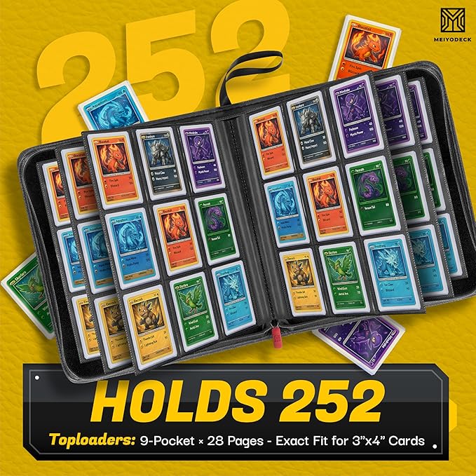 Toploader Binder | Holds 252 Toploaders | 9-Pocket | Ringless Double-Sided Pockets | Includes Collector Tweezers & Gloves | Premium Top Loader Binder for Trading Cards, Pokemon, Yu-Gi-Oh & TCG