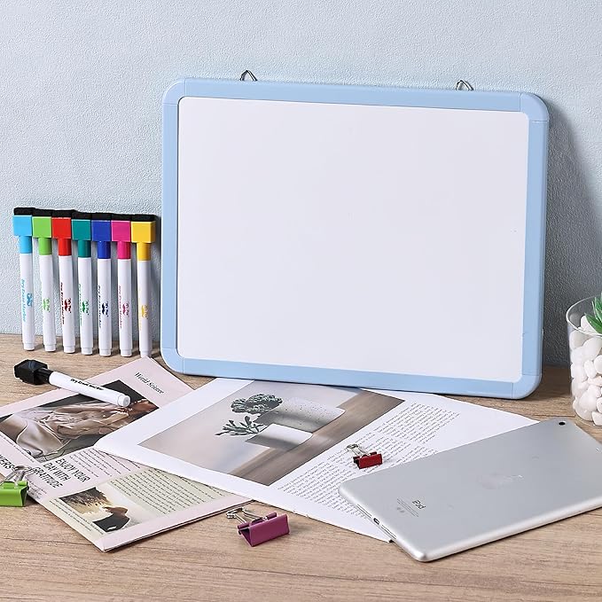 Mr. Pen- Dry Erase Board, 12.5" x 9.5" with 8 Markers and 2 Magnets, White Board, Magnetic, Small