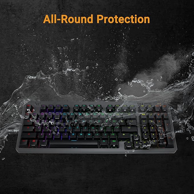 ASUS TUF Gaming K3 Gen II Wired USB Gaming Keyboard – 97-Key Compact Layout, Optical-Mechanical Blue (Clicky) Switches, PBT Keycaps, Detachable Top Plate, IP57 Waterproofing, PC/Mac Support - Black