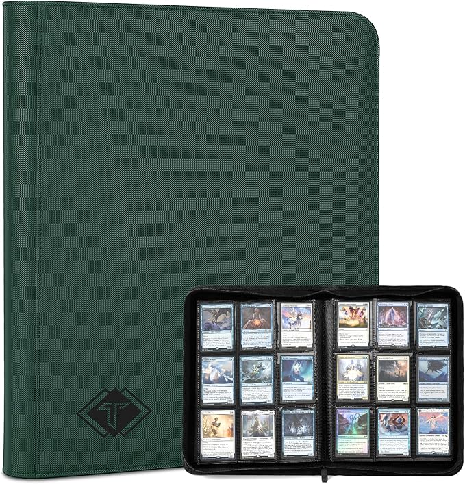 Trading Card Binder, Card Binder Album Folder Book Fit for MTG Baseball Football Sports Cards, Easy to Use Card Collection Binder (Green, 432 Pockets)
