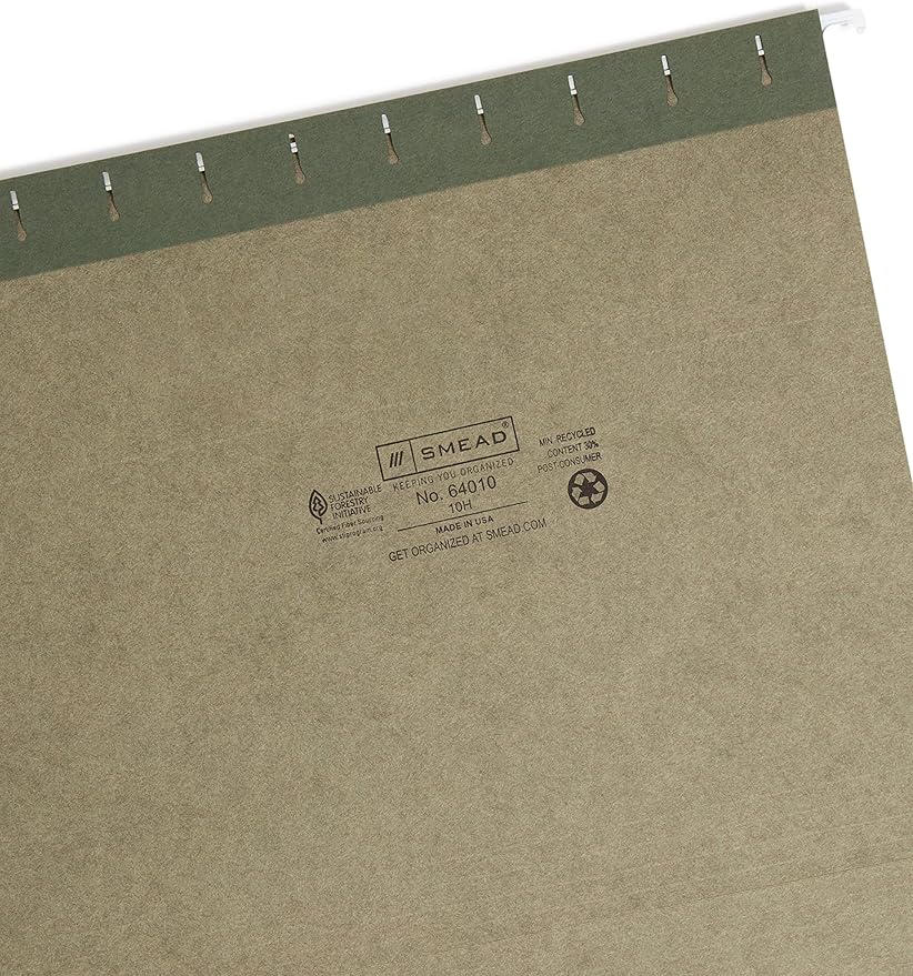 Smead Hanging File Folder, No Tabs, Letter Size, Standard Green, 25 per Box (64010) (Pack of 4)