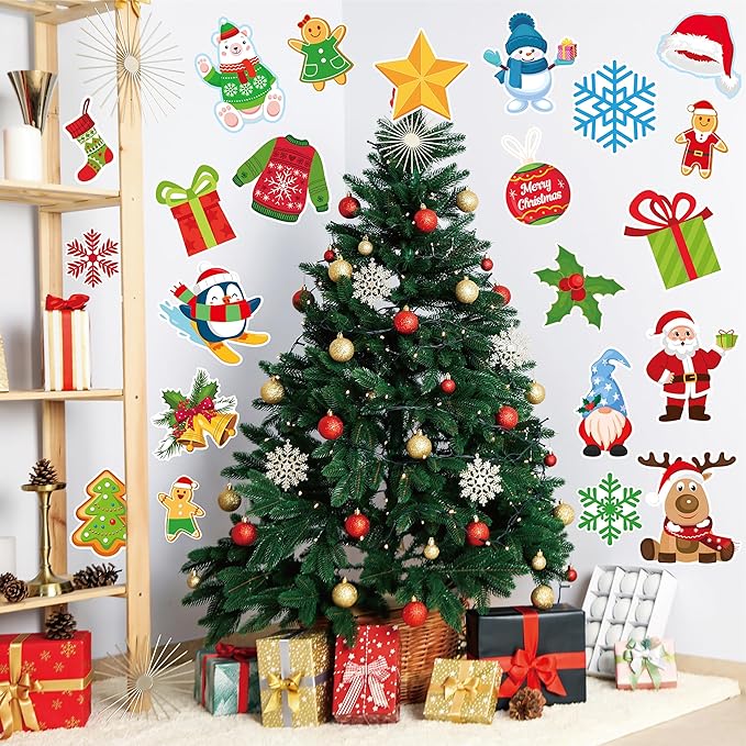 Merry Chritmas Bulletin Board Decoration Set - 83 Pcs Christmas Cutouts for Bulletin Board Decor with Border Xmas Holiday Wall Decals for Kids Teacher Classroom School Party Decoration Supplies