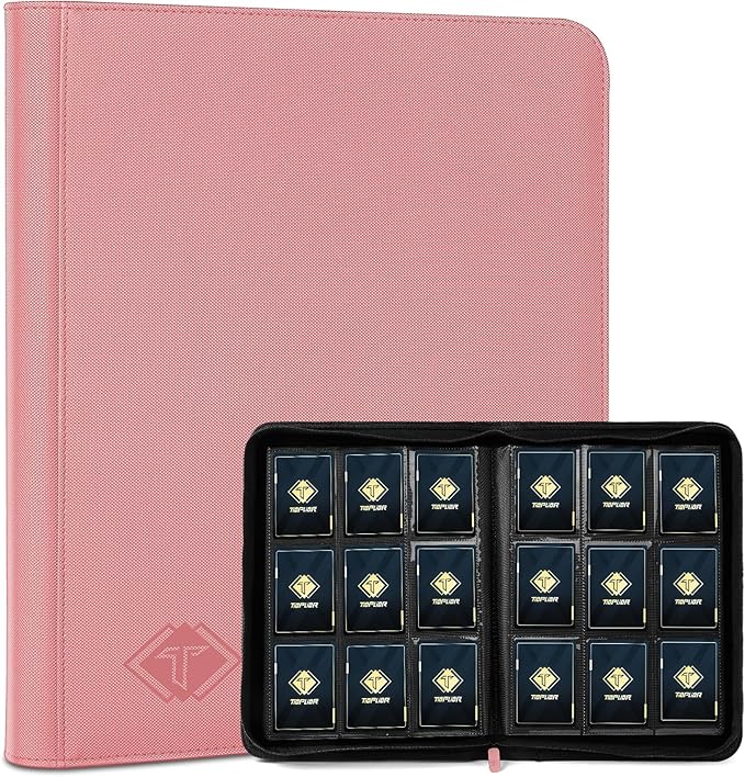 Trading Card Binder, Card Binder Album Folder Book Fit for MTG Baseball Football Sports Cards, Easy to Use Card Collection Binder (Pink, 432 Pockets)